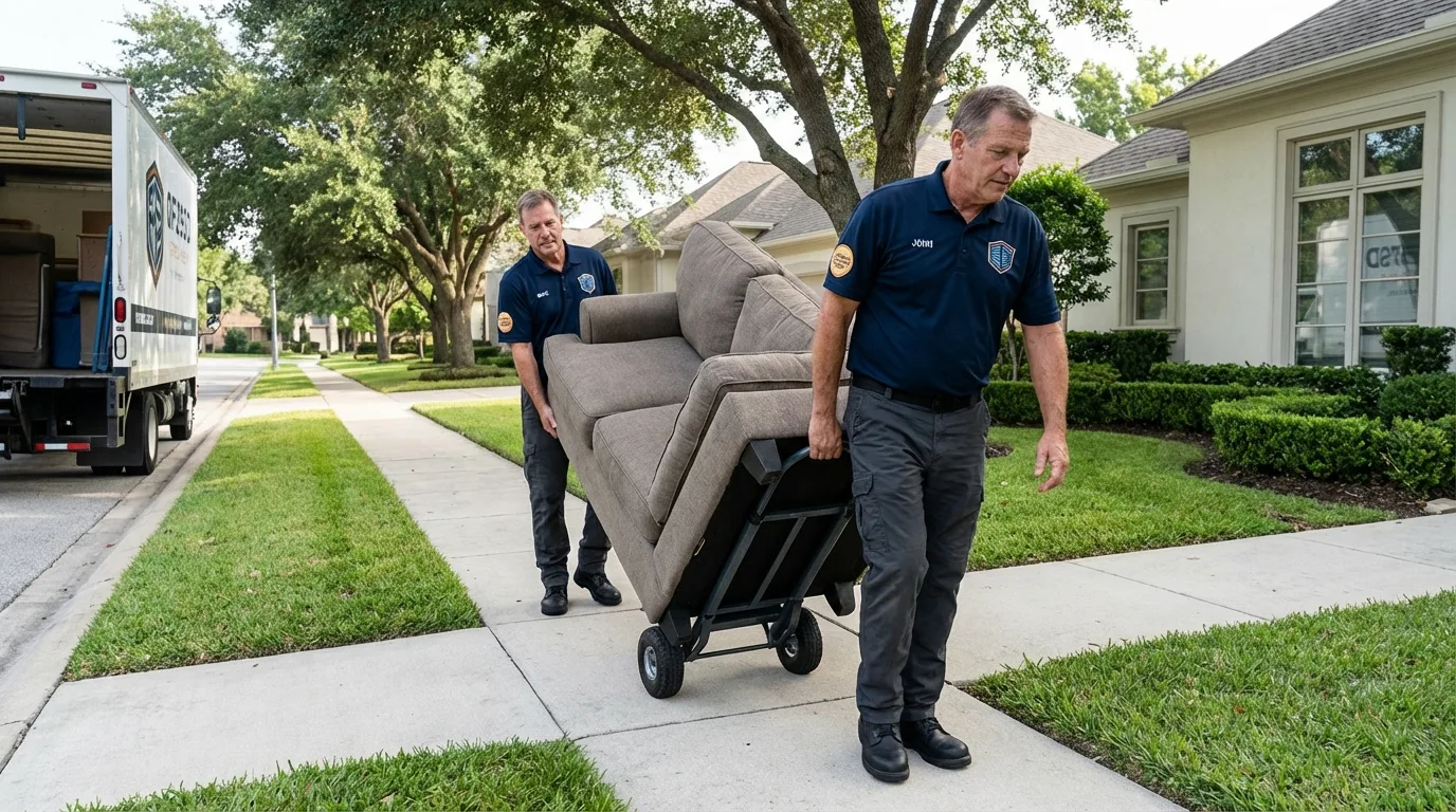 Local residential moving crew loading furniture in Georgiana, AL